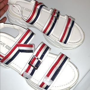 Sandals, 8, cape robbin, red,blue and white shoes.
